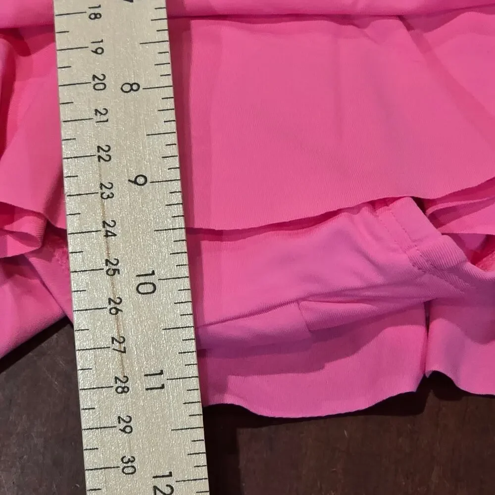La Blanca Island Goddess Ruched Ruffle Swim Skirt Pink Bikini Bottom Size 12